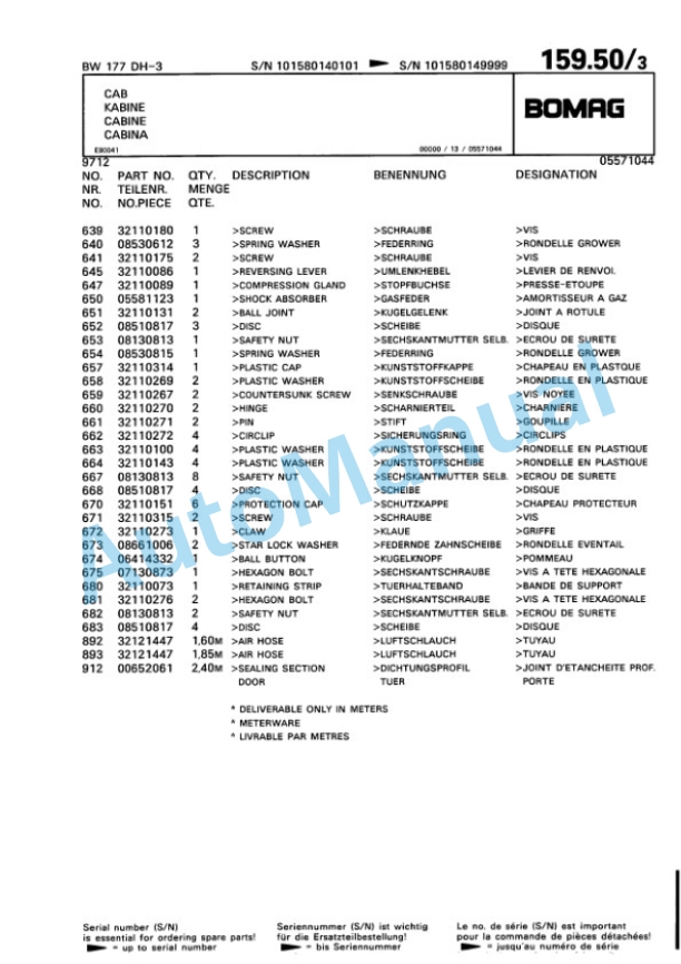 Bomag BW 177 DH-3 Single Drum Wheel Drive Vibratory Roller Spare Parts Catalogue 00815314 5 Bomag BW 177 DH-3 Single Drum Wheel Drive Vibratory Roller Spare Parts Catalogue 00815314-5