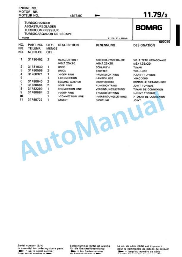 Bomag BW 177 DH-3 Single Drum Wheel Drive Vibratory Roller Spare Parts Catalogue 00815507 3 Bomag BW 177 DH-3 Single Drum Wheel Drive Vibratory Roller Spare Parts Catalogue 00815507-3