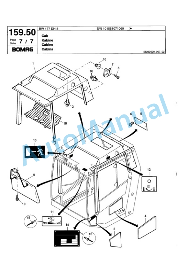 Bomag BW 177 DH-3 Single Drum Wheel Drive Vibratory Roller Spare Parts Catalogue 00817235 5 Bomag BW 177 DH-3 Single Drum Wheel Drive Vibratory Roller Spare Parts Catalogue 00817235-5