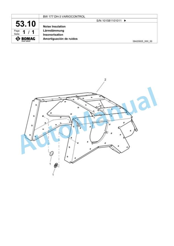 Bomag BW 177 DH-3 VARIOCONTROL Single Drum Wheel Drive Vibratory Roller Spare Parts Catalogue 00817506 2 Bomag BW 177 DH-3 VARIOCONTROL Single Drum Wheel Drive Vibratory Roller Spare Parts Catalogue 00817506-2