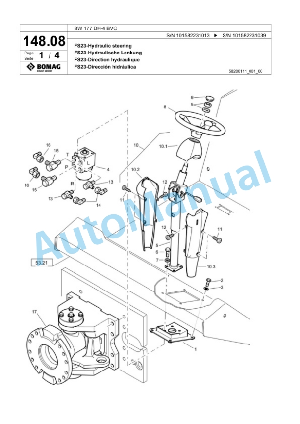 Bomag BW 177 DH-4 BVC Single Drum Wheel Drive Vibratory Roller Spare Parts Catalogue 00817765 4 Bomag BW 177 DH-4 BVC Single Drum Wheel Drive Vibratory Roller Spare Parts Catalogue 00817765-4