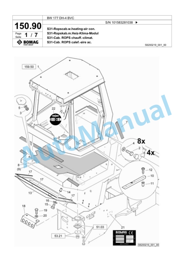 Bomag BW 177 DH-4 BVC Single Drum Wheel Drive Vibratory Roller Spare Parts Catalogue 00818453 5 Bomag BW 177 DH-4 BVC Single Drum Wheel Drive Vibratory Roller Spare Parts Catalogue 00818453-5