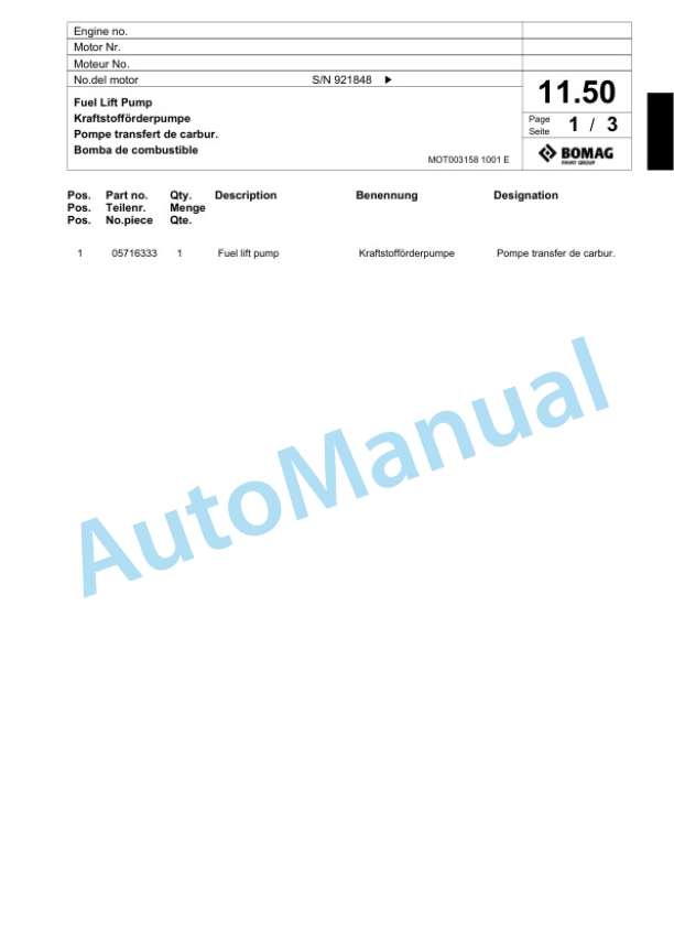 Bomag BW 177 DH-4 Single Drum Wheel Drive Vibratory Roller Spare Parts Catalogue 00817761 2 Bomag BW 177 DH-4 Single Drum Wheel Drive Vibratory Roller Spare Parts Catalogue 00817761-2