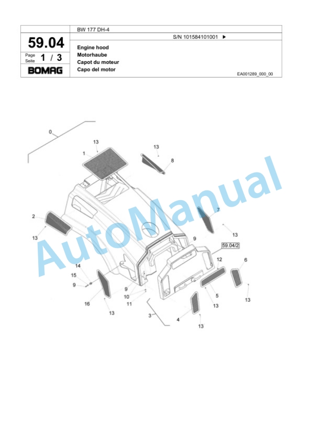 Bomag BW 177 DH-4 Single Drum Wheel Drive Vibratory Roller Spare Parts Catalogue 00824037 2 Bomag BW 177 DH-4 Single Drum Wheel Drive Vibratory Roller Spare Parts Catalogue 00824037-2
