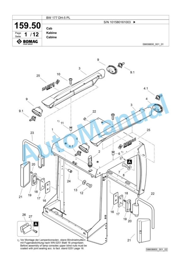 Bomag BW 177 DH-5 PL Single Drum Wheel Drive Vibratory Roller Spare Parts Catalogue 00827073 5 Bomag BW 177 DH-5 PL Single Drum Wheel Drive Vibratory Roller Spare Parts Catalogue 00827073-5