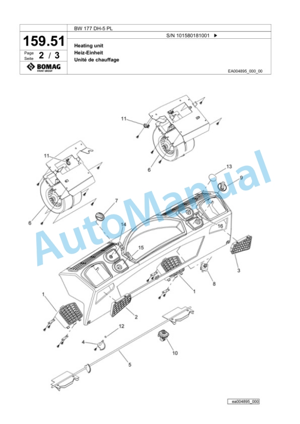 Bomag BW 177 DH-5 PL Single Drum Wheel Drive Vibratory Roller Spare Parts Catalogue 00827077 5 Bomag BW 177 DH-5 PL Single Drum Wheel Drive Vibratory Roller Spare Parts Catalogue 00827077-5