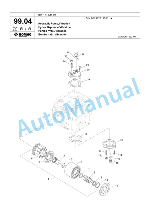 Bomag BW 177 DH-50 Single Drum Wheel Drive Vibratory Roller Spare Parts Catalogue 00824089 2 Bomag BW 177 DH-50 Single Drum Wheel Drive Vibratory Roller Spare Parts Catalogue 00824089-2
