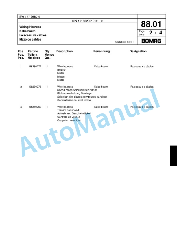 Bomag BW 177 DHC-4 Single Drum Wheel Drive Vibratory Roller Spare Parts Catalogue 00818035 2 Bomag BW 177 DHC-4 Single Drum Wheel Drive Vibratory Roller Spare Parts Catalogue 00818035-2
