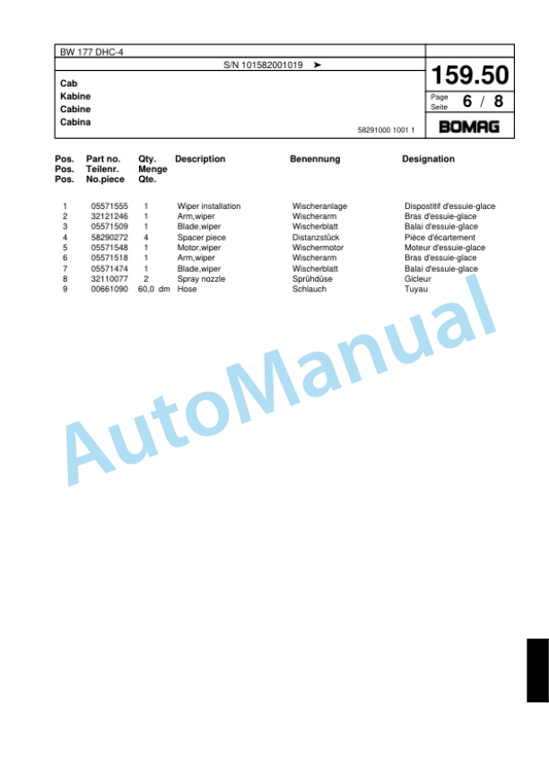 Bomag BW 177 DHC-4 Single Drum Wheel Drive Vibratory Roller Spare Parts Catalogue 00818035 5 Bomag BW 177 DHC-4 Single Drum Wheel Drive Vibratory Roller Spare Parts Catalogue 00818035-5