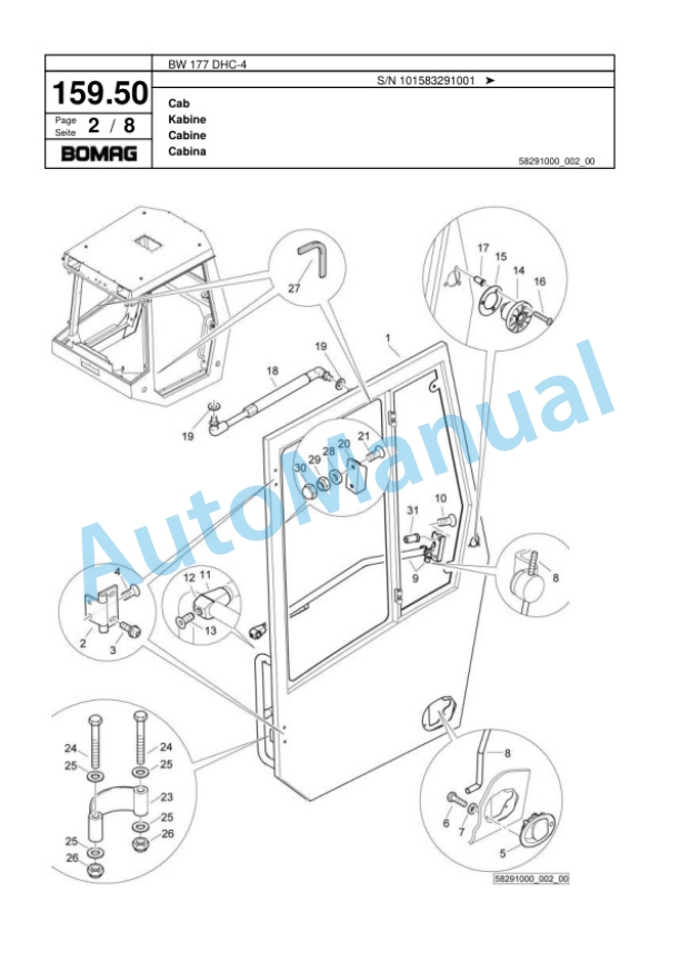 Bomag BW 177 DHC-4 Single Drum Wheel Drive Vibratory Roller Spare Parts Catalogue 00818455 5 Bomag BW 177 DHC-4 Single Drum Wheel Drive Vibratory Roller Spare Parts Catalogue 00818455-5
