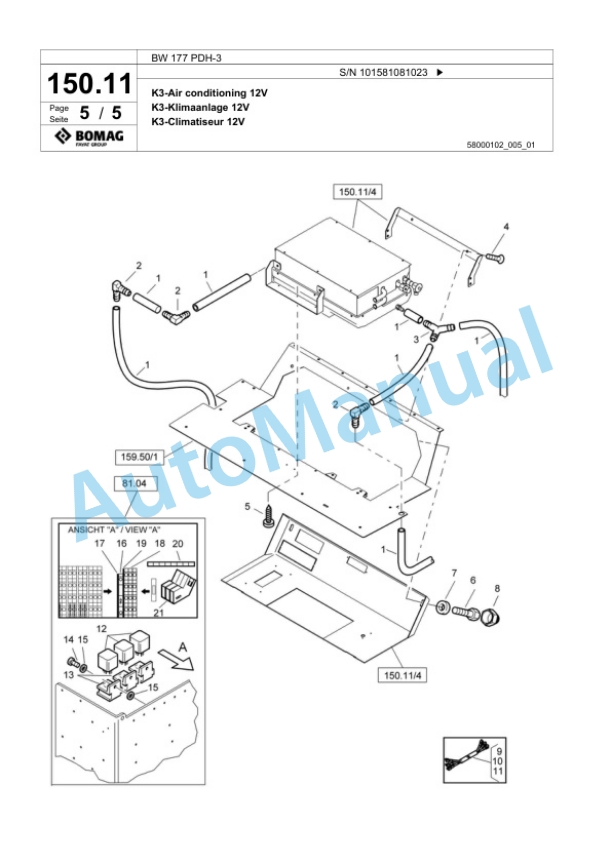 Bomag BW 177 PDH-3 Single Drum Wheel Drive Vibratory Roller Spare Parts Catalogue 00817508 5 Bomag BW 177 PDH-3 Single Drum Wheel Drive Vibratory Roller Spare Parts Catalogue 00817508-5