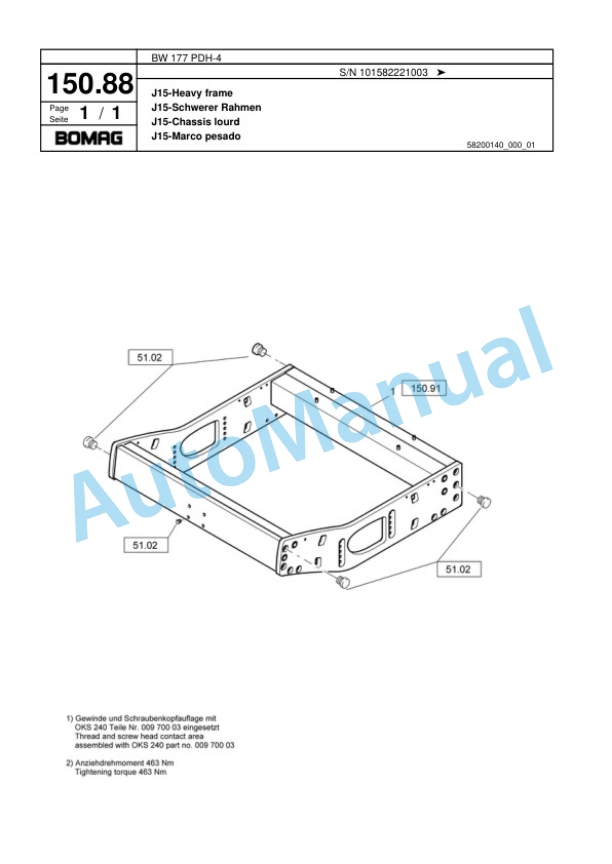 Bomag BW 177 PDH-4 Single Drum Wheel Drive Vibratory Roller Spare Parts Catalogue 00817763 5 Bomag BW 177 PDH-4 Single Drum Wheel Drive Vibratory Roller Spare Parts Catalogue 00817763-5