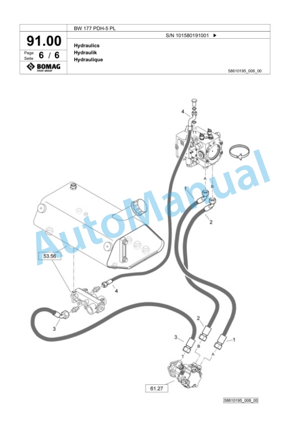 Bomag BW 177 PDH-5 PL Single Drum Wheel Drive Vibratory Roller Spare Parts Catalogue 00827079 2 Bomag BW 177 PDH-5 PL Single Drum Wheel Drive Vibratory Roller Spare Parts Catalogue 00827079-2