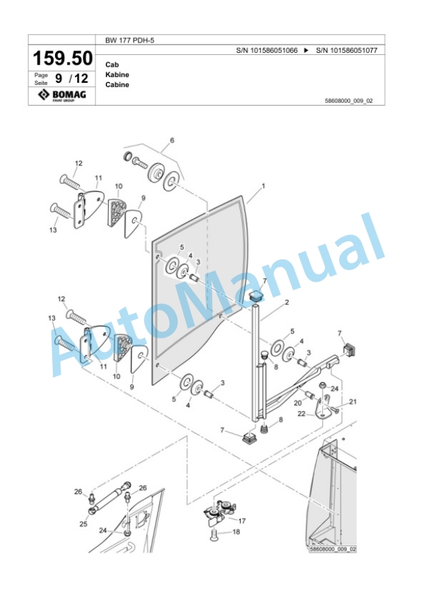 Bomag BW 177 PDH-5 Single Drum Wheel Drive Vibratory Roller Spare Parts Catalogue 00824477 4 Bomag BW 177 PDH-5 Single Drum Wheel Drive Vibratory Roller Spare Parts Catalogue 00824477-4