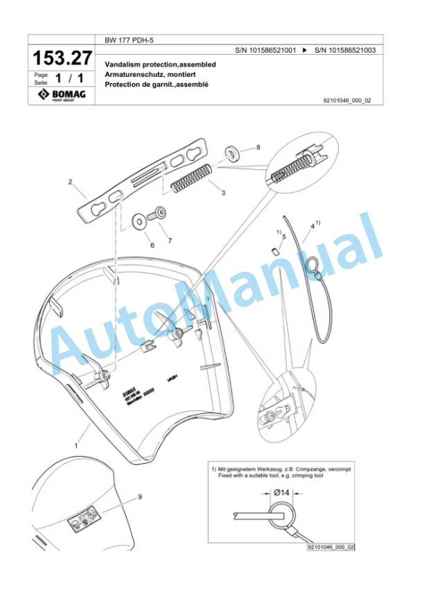 Bomag BW 177 PDH-5 Single Drum Wheel Drive Vibratory Roller Spare Parts Catalogue 00824919 3 Bomag BW 177 PDH-5 Single Drum Wheel Drive Vibratory Roller Spare Parts Catalogue 00824919-3