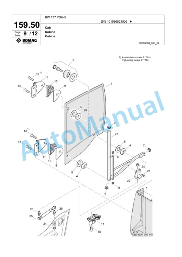 Bomag BW 177 PDH-5 Single Drum Wheel Drive Vibratory Roller Spare Parts Catalogue 00824919 4 Bomag BW 177 PDH-5 Single Drum Wheel Drive Vibratory Roller Spare Parts Catalogue 00824919-4
