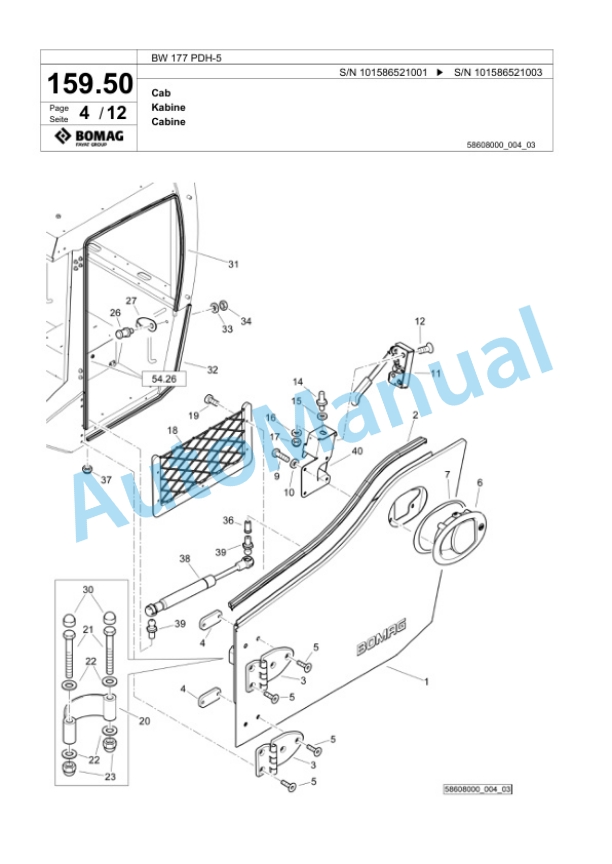 Bomag BW 177 PDH-5 Single Drum Wheel Drive Vibratory Roller Spare Parts Catalogue 00824919 5 Bomag BW 177 PDH-5 Single Drum Wheel Drive Vibratory Roller Spare Parts Catalogue 00824919-5