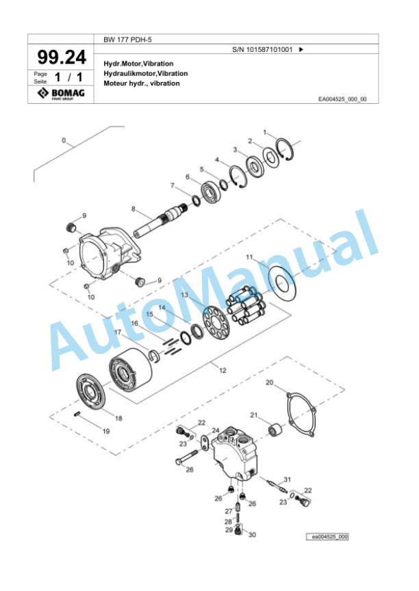 Bomag BW 177 PDH-5 Single Drum Wheel Drive Vibratory Roller Spare Parts Catalogue 00825729 2 Bomag BW 177 PDH-5 Single Drum Wheel Drive Vibratory Roller Spare Parts Catalogue 00825729-2