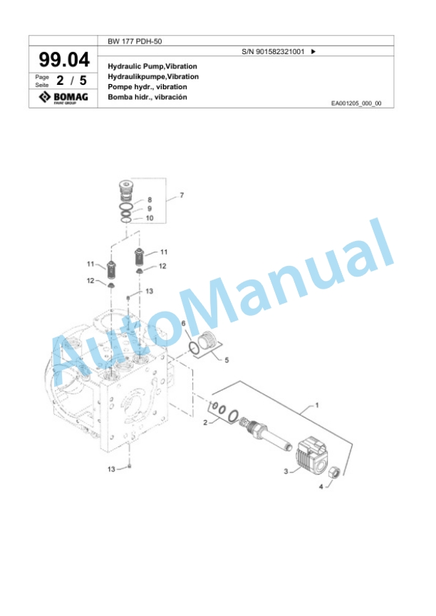Bomag BW 177 PDH-50 Single Drum Wheel Drive Vibratory Roller Spare Parts Catalogue 00824091 2 Bomag BW 177 PDH-50 Single Drum Wheel Drive Vibratory Roller Spare Parts Catalogue 00824091-2