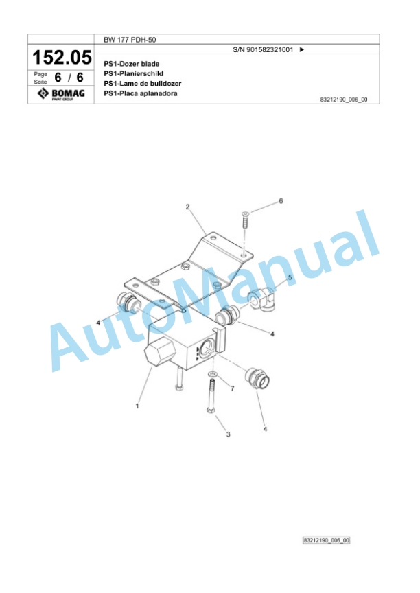 Bomag BW 177 PDH-50 Single Drum Wheel Drive Vibratory Roller Spare Parts Catalogue 00824091 4 Bomag BW 177 PDH-50 Single Drum Wheel Drive Vibratory Roller Spare Parts Catalogue 00824091-4