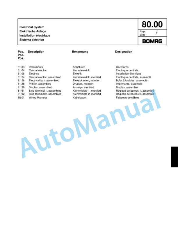 Bomag BW 177 PDHC-4 Single Drum Wheel Drive Vibratory Roller Spare Parts Catalogue 00818283 2 Bomag BW 177 PDHC-4 Single Drum Wheel Drive Vibratory Roller Spare Parts Catalogue 00818283-2
