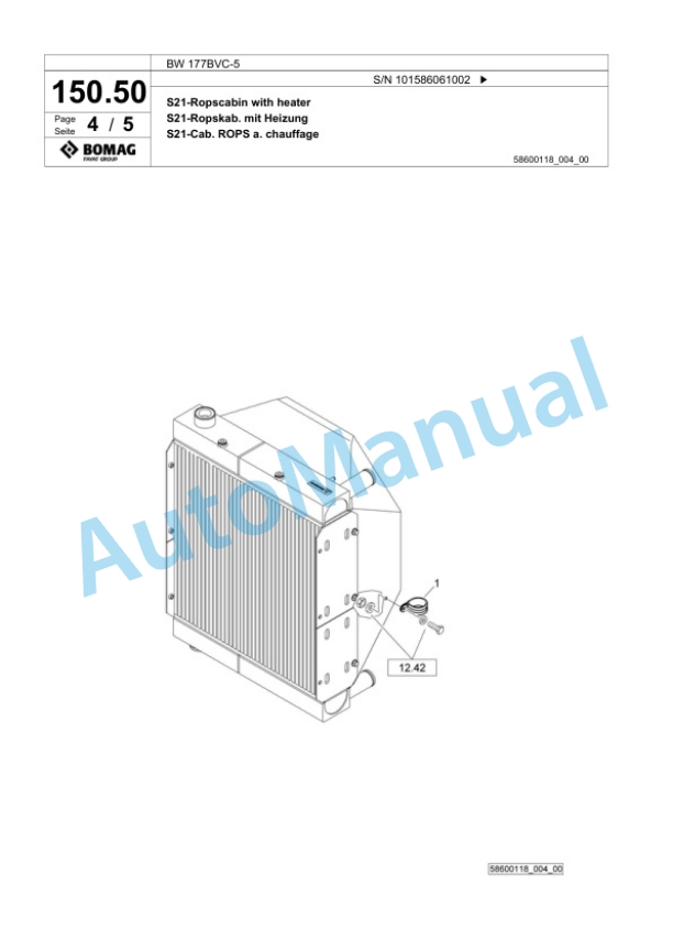 Bomag BW 177BVC-5 Single Drum Wheel Drive Vibratory Roller Spare Parts Catalogue 00824479 3 Bomag BW 177BVC-5 Single Drum Wheel Drive Vibratory Roller Spare Parts Catalogue 00824479-3