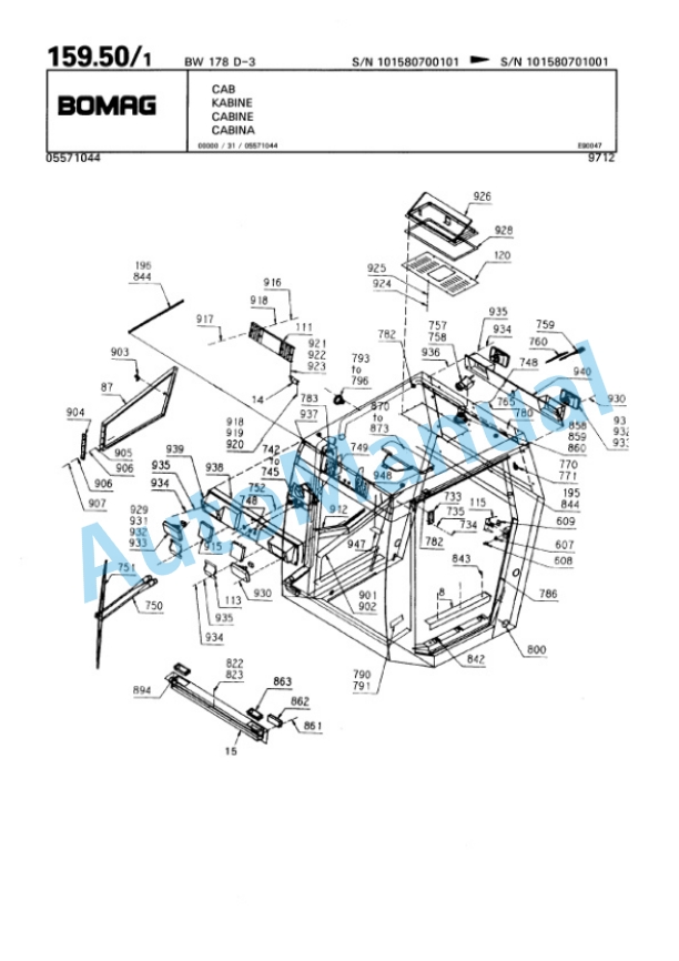 Bomag BW 178 D-3 Single Drum Wheel Drive Vibratory Roller Spare Parts Catalogue 00815370 4 Bomag BW 178 D-3 Single Drum Wheel Drive Vibratory Roller Spare Parts Catalogue 00815370-4