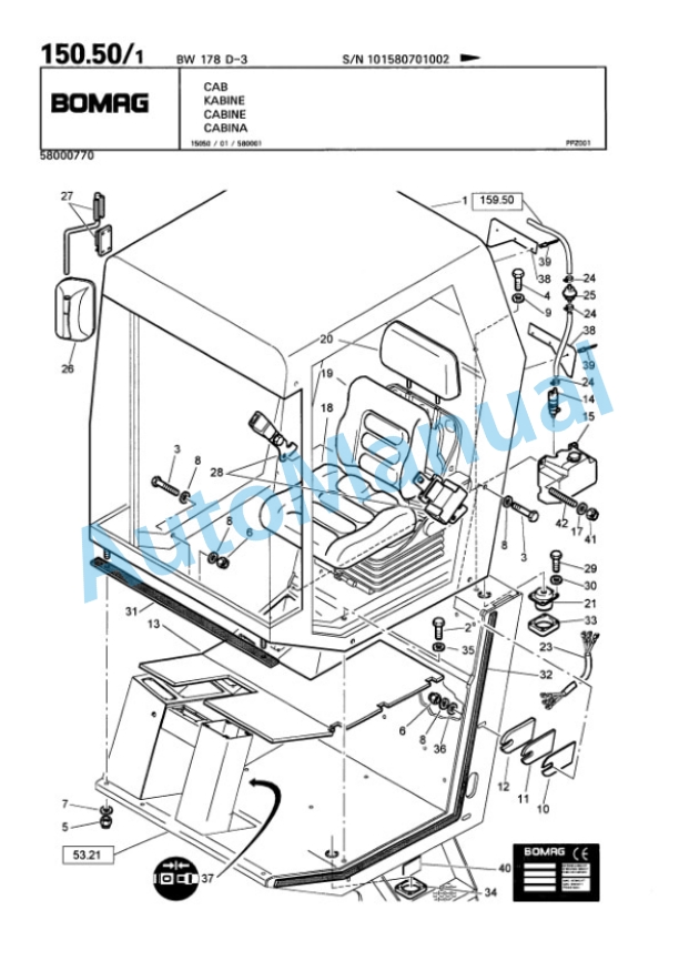 Bomag BW 178 D-3 Single Drum Wheel Drive Vibratory Roller Spare Parts Catalogue 00815470 4 Bomag BW 178 D-3 Single Drum Wheel Drive Vibratory Roller Spare Parts Catalogue 00815470-4