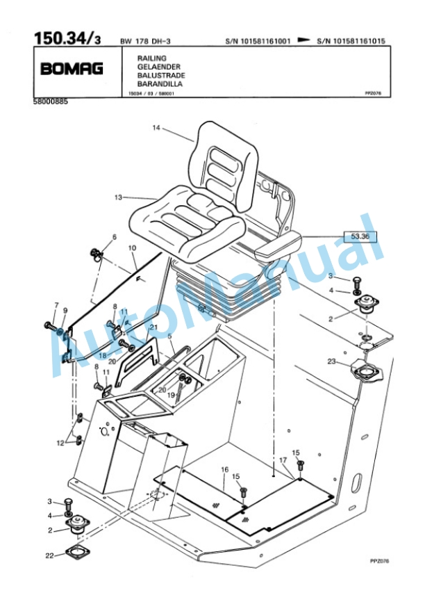 Bomag BW 178 DH-3 Single Drum Wheel Drive Vibratory Roller Spare Parts Catalogue 00815516 3 Bomag BW 178 DH-3 Single Drum Wheel Drive Vibratory Roller Spare Parts Catalogue 00815516-3