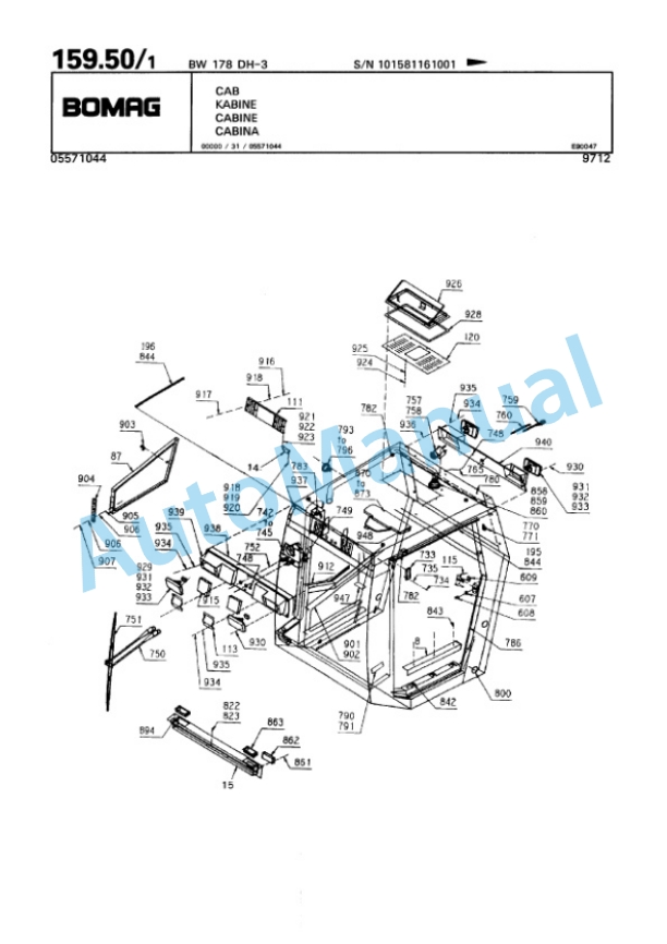 Bomag BW 178 DH-3 Single Drum Wheel Drive Vibratory Roller Spare Parts Catalogue 00815516 4 Bomag BW 178 DH-3 Single Drum Wheel Drive Vibratory Roller Spare Parts Catalogue 00815516-4