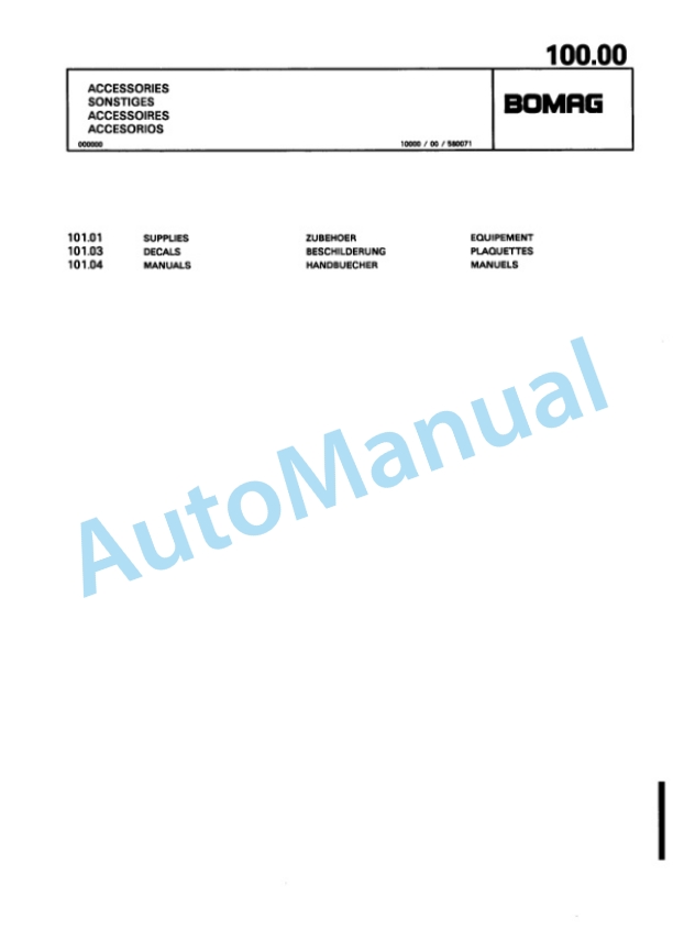 Bomag BW 178 PD-3 Single Drum Wheel Drive Vibratory Roller Spare Parts Catalogue 00815371 3 Bomag BW 178 PD-3 Single Drum Wheel Drive Vibratory Roller Spare Parts Catalogue 00815371-3