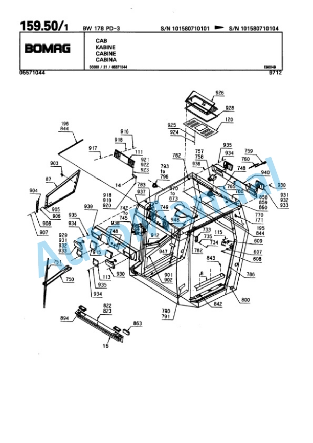 Bomag BW 178 PD-3 Single Drum Wheel Drive Vibratory Roller Spare Parts Catalogue 00815371 5 Bomag BW 178 PD-3 Single Drum Wheel Drive Vibratory Roller Spare Parts Catalogue 00815371-5