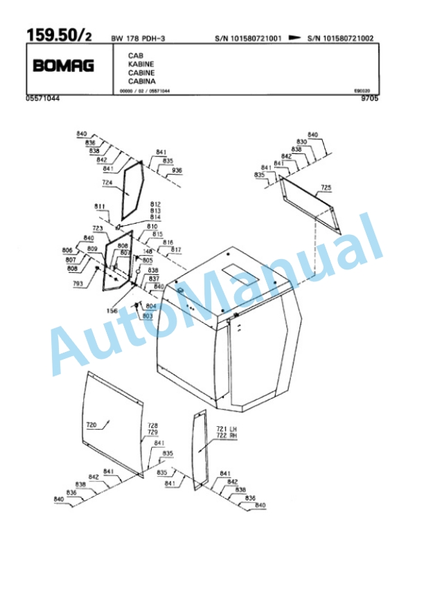 Bomag BW 178 PDH-3 Single Drum Wheel Drive Vibratory Roller Spare Parts Catalogue 00815372 5 Bomag BW 178 PDH-3 Single Drum Wheel Drive Vibratory Roller Spare Parts Catalogue 00815372-5