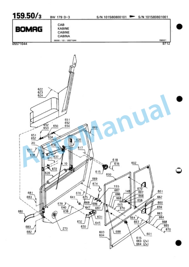 Bomag BW 179 D-3 Single Drum Wheel Drive Vibratory Roller Spare Parts Catalogue 00815380 5 Bomag BW 179 D-3 Single Drum Wheel Drive Vibratory Roller Spare Parts Catalogue 00815380-5
