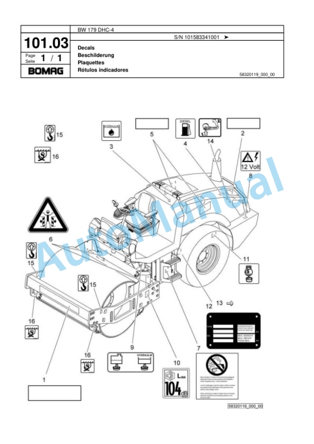 Bomag BW 179 DHC-4 Single Drum Wheel Drive Vibratory Roller Spare Parts Catalogue 00818547 3 Bomag BW 179 DHC-4 Single Drum Wheel Drive Vibratory Roller Spare Parts Catalogue 00818547-3