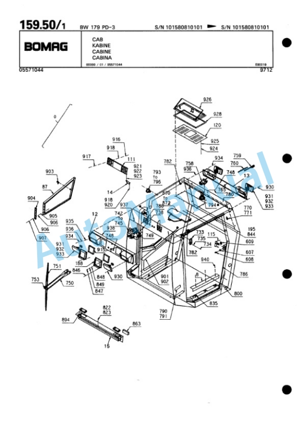 Bomag BW 179 PD-3 Single Drum Wheel Drive Vibratory Roller Spare Parts Catalogue 00815381 4 Bomag BW 179 PD-3 Single Drum Wheel Drive Vibratory Roller Spare Parts Catalogue 00815381-4