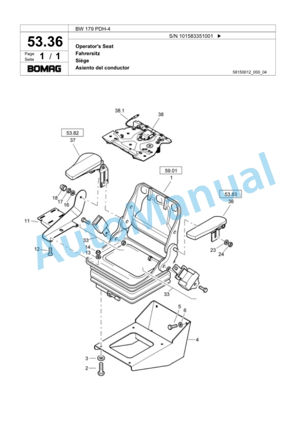 Bomag BW 179 PDH-4 Single Drum Wheel Drive Vibratory Roller Spare Parts Catalogue 00818549 2 Bomag BW 179 PDH-4 Single Drum Wheel Drive Vibratory Roller Spare Parts Catalogue 00818549-2