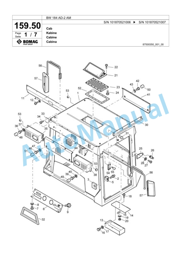 Bomag BW 184 AD-2 AM Tandem Vibratory Roller Spare Parts Catalogue 00817600 5 Bomag BW 184 AD-2 AM Tandem Vibratory Roller Spare Parts Catalogue 00817600-5