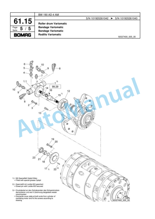 Bomag BW 190 AD-4 AM Tandem Vibratory Roller Spare Parts Catalogue 00817825 2 Bomag BW 190 AD-4 AM Tandem Vibratory Roller Spare Parts Catalogue 00817825-2