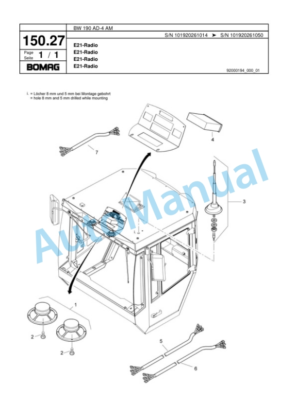Bomag BW 190 AD-4 AM Tandem Vibratory Roller Spare Parts Catalogue 00817825 5 Bomag BW 190 AD-4 AM Tandem Vibratory Roller Spare Parts Catalogue 00817825-5