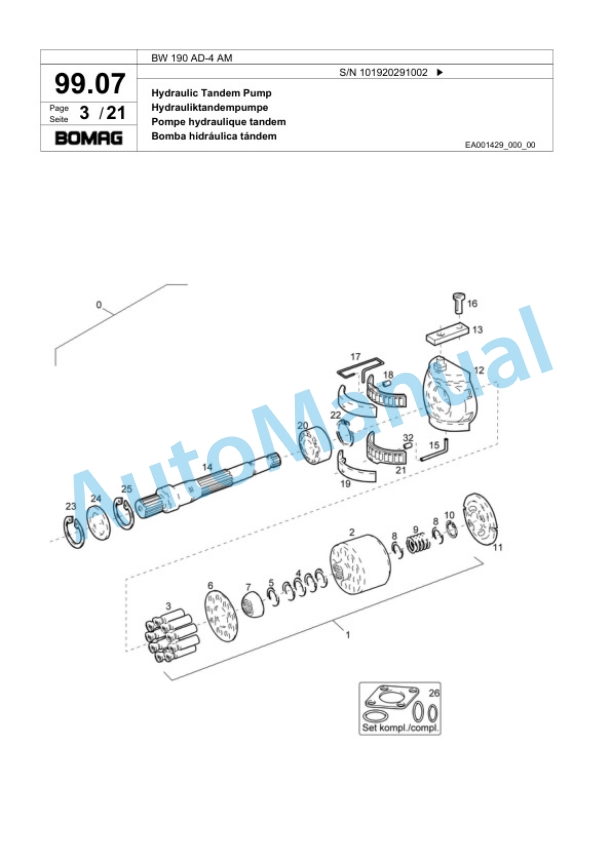 Bomag BW 190 AD-4 AM Tandem Vibratory Roller Spare Parts Catalogue 00818309 3 Bomag BW 190 AD-4 AM Tandem Vibratory Roller Spare Parts Catalogue 00818309-3