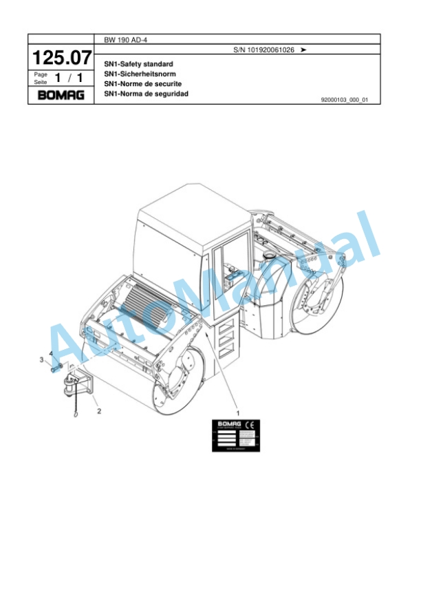 Bomag BW 190 AD-4 Tandem Vibratory Roller Spare Parts Catalogue 00817823 4 Bomag BW 190 AD-4 Tandem Vibratory Roller Spare Parts Catalogue 00817823-4