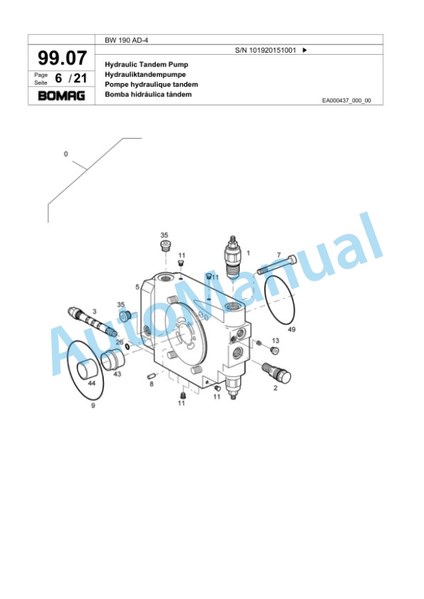 Bomag BW 190 AD-4 Tandem Vibratory Roller Spare Parts Catalogue 00818379 3 Bomag BW 190 AD-4 Tandem Vibratory Roller Spare Parts Catalogue 00818379-3
