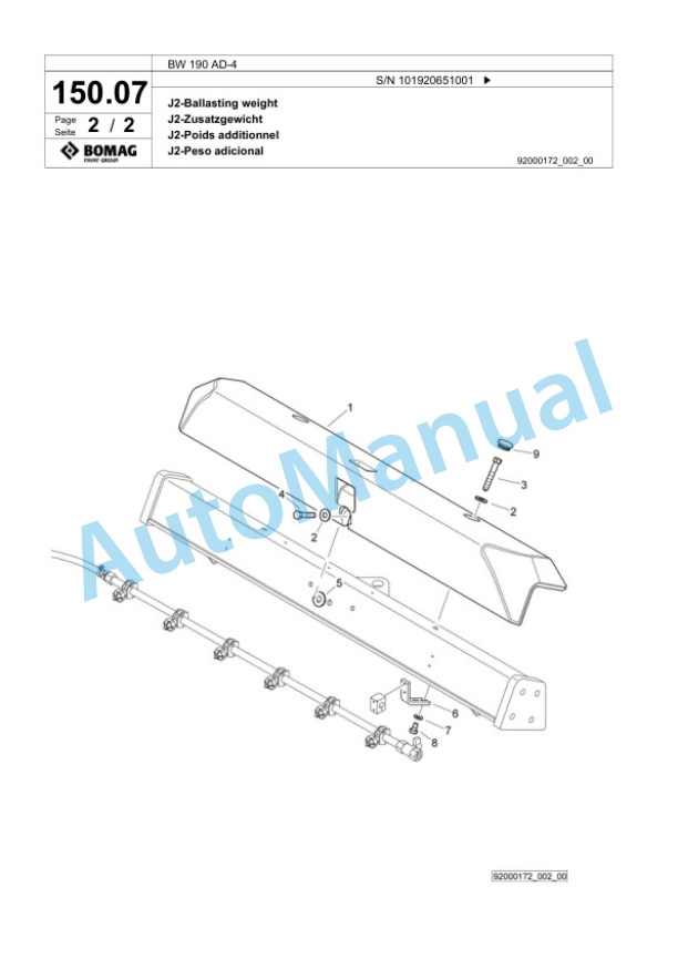 Bomag BW 190 AD-4 Tandem Vibratory Roller Spare Parts Catalogue 00818965 5 Bomag BW 190 AD-4 Tandem Vibratory Roller Spare Parts Catalogue 00818965-5