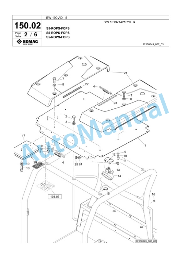 Bomag BW 190 AD-5 Tandem Vibratory Roller Spare Parts Catalogue 00824651 3 Bomag BW 190 AD-5 Tandem Vibratory Roller Spare Parts Catalogue 00824651-3