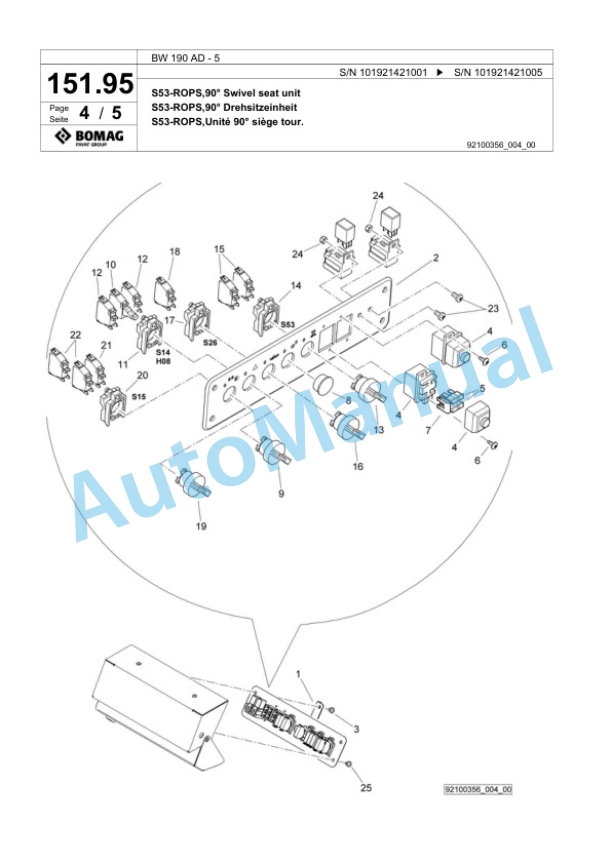 Bomag BW 190 AD-5 Tandem Vibratory Roller Spare Parts Catalogue 00824651 4 Bomag BW 190 AD-5 Tandem Vibratory Roller Spare Parts Catalogue 00824651-4
