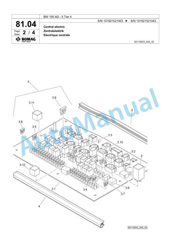 Bomag BW 190 AD-5 Tier 4 Tandem Vibratory Roller Spare Parts Catalogue 00824603 2 Bomag BW 190 AD-5 Tier 4 Tandem Vibratory Roller Spare Parts Catalogue 00824603-2