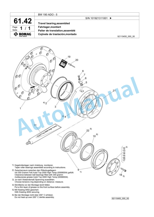 Bomag BW 190 ADO-5 Tandem Vibratory Roller Spare Parts Catalogue 00824363 2 Bomag BW 190 ADO-5 Tandem Vibratory Roller Spare Parts Catalogue 00824363-2