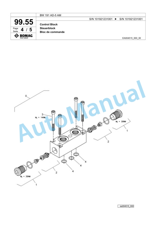 Bomag BW 191 AD-5 AM Tandem Vibratory Roller Spare Parts Catalogue 00824285 4 Bomag BW 191 AD-5 AM Tandem Vibratory Roller Spare Parts Catalogue 00824285-4