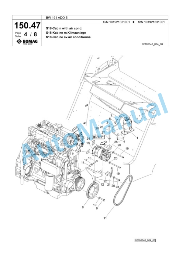 Bomag BW 191 ADO-5 Tandem Vibratory Roller Spare Parts Catalogue 00824599 4 Bomag BW 191 ADO-5 Tandem Vibratory Roller Spare Parts Catalogue 00824599-4